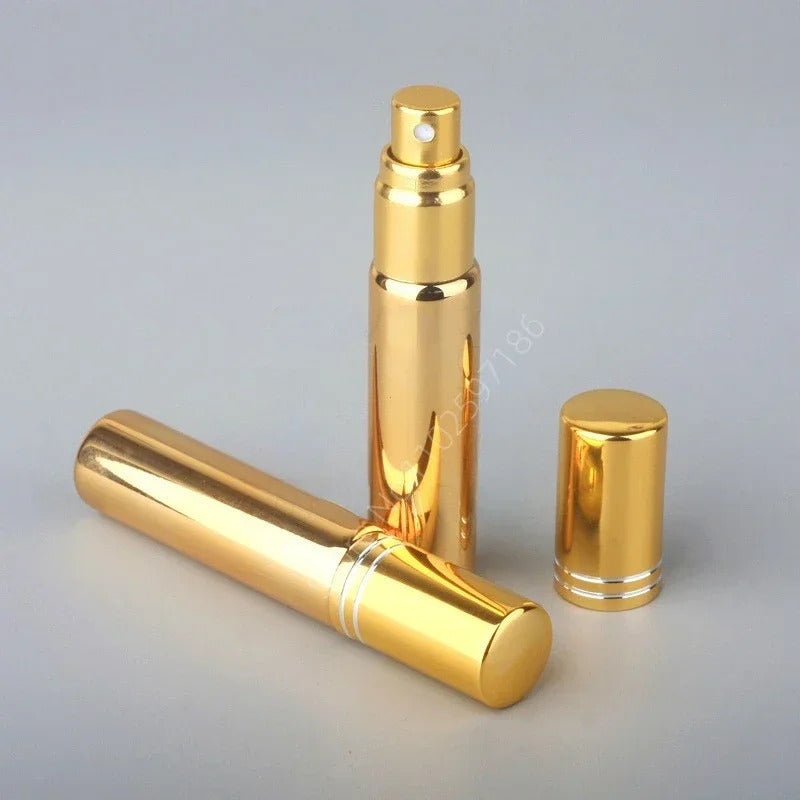 10pcs-100pcs 5ml 10ml UV Coated Spray Bottles Bright Gold Silver Black Perfume Portable Trial Sample Sub Bottled Wholesale