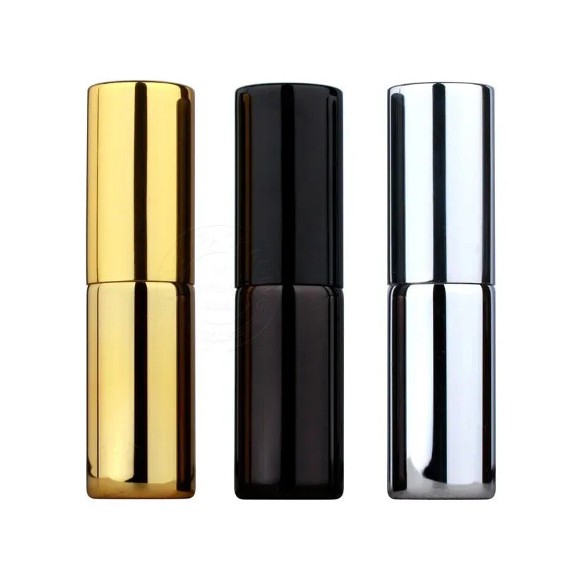 10pcs-100pcs 5ml 10ml UV Coated Spray Bottles Bright Gold Silver Black Perfume Portable Trial Sample Sub Bottled Wholesale