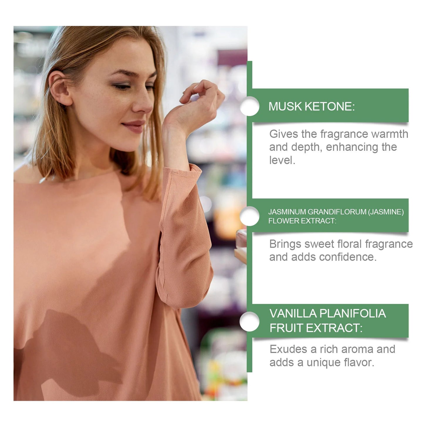 Arabian-style perfume, with a delicate and gentle vanilla fragrance that lingers for a long time, exudes charm and is a portable