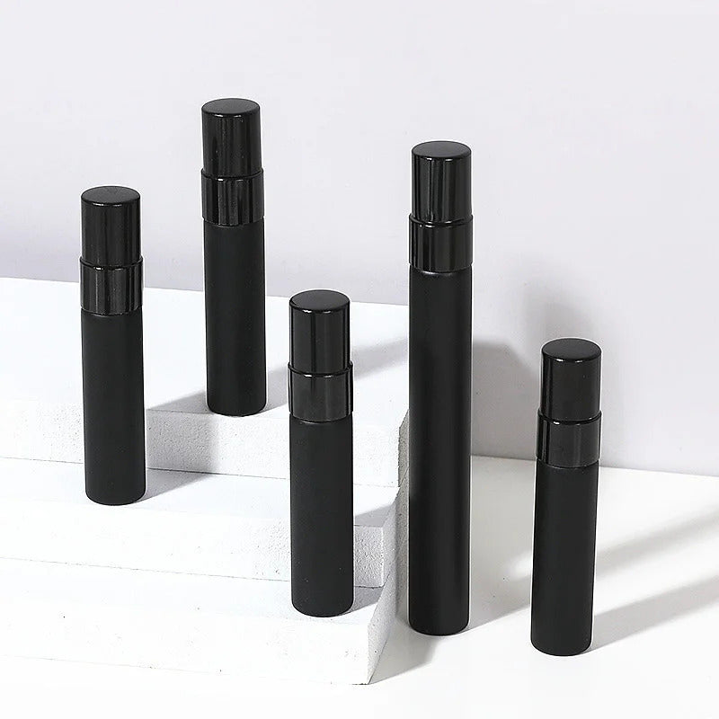 5PCS 5ml 10ml Portable Black Perfume Bottle Perfume Glass Bottle Empty Cosmetics Bottle Sample Test Tube Travel Cosmetic Tool