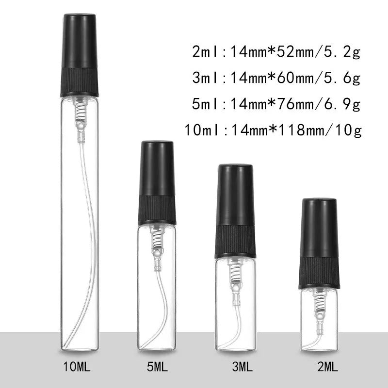 5PCS 5ml 10ml Portable Black Perfume Bottle Perfume Glass Bottle Empty Cosmetics Bottle Sample Test Tube Travel Cosmetic Tool